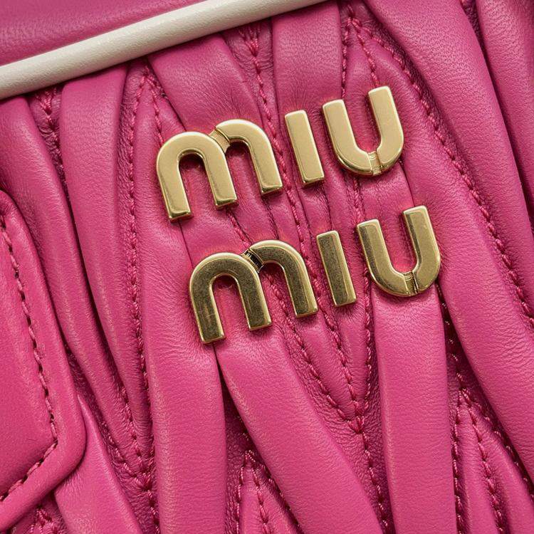 Pre Owned Miumiu Arcadi Matelasse 2-Way Bag Pink Leather