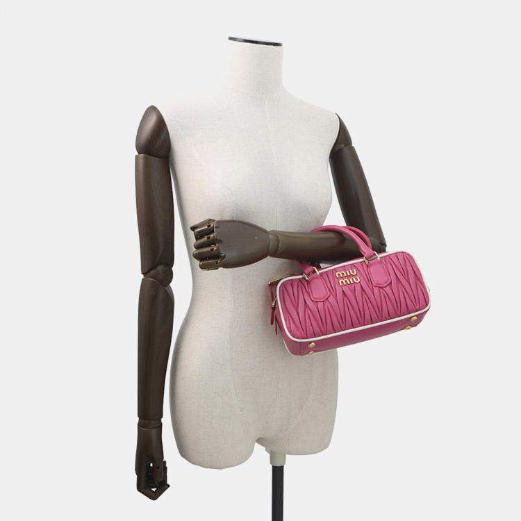 Pre Owned Miumiu Arcadi Matelasse 2-Way Bag Pink Leather