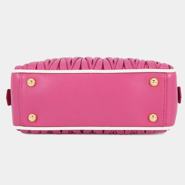 Pre Owned Miumiu Arcadi Matelasse 2-Way Bag Pink Leather