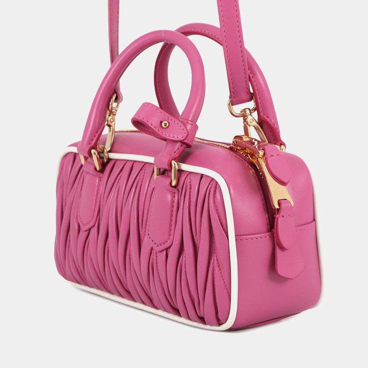 Pre Owned Miumiu Arcadi Matelasse 2-Way Bag Pink Leather