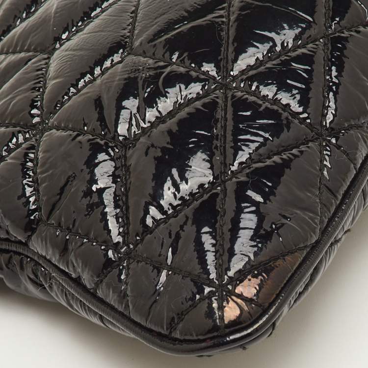 Pre Owned Miu Miu Black Matelasse Patent Leather Clutch