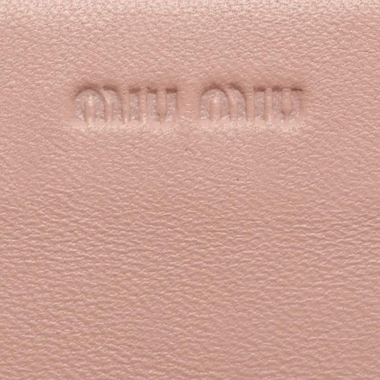 Pre Owned Miu Miu Pink Matelasse' Leather Continental Wallet
