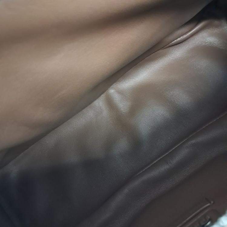 Pre Owned Miu Miu Brown Leather Napa Top Handle Pocket Bag