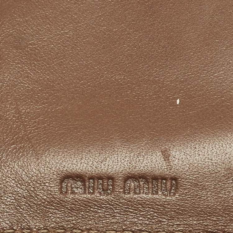 Pre Owned Miu Miu Brown Croc Embossed Leather Compact Wallet