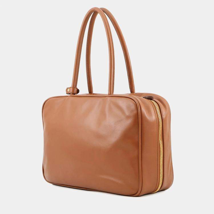 Pre Owned Miu Miu Miu Bow Handbag Leather Bag Brown