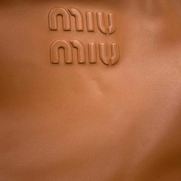 Pre Owned Miu Miu Miu Bow Handbag Leather Bag Brown