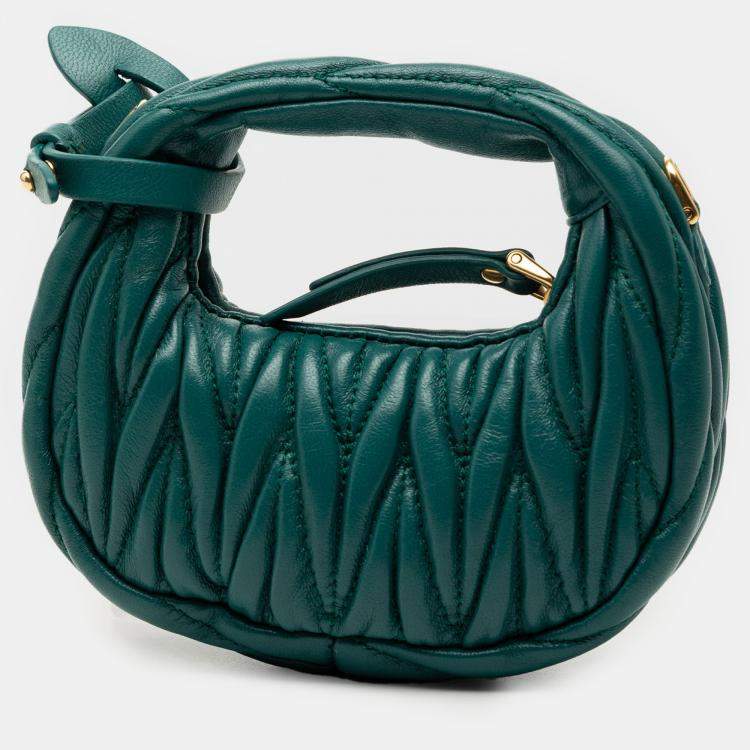 Pre Owned Miu Miu Green Micro Nappa Matelasse Wander Bag