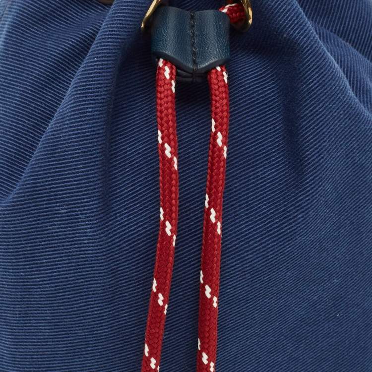 Pre Owned Miu Miu Gabardine Blue Fabric Drawstring Bucket Pouch