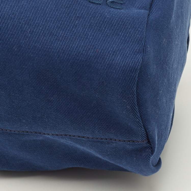 Pre Owned Miu Miu Gabardine Blue Fabric Drawstring Bucket Pouch