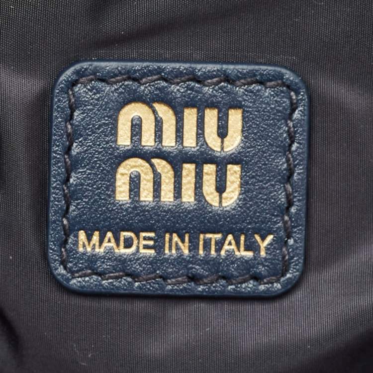 Pre Owned Miu Miu Gabardine Blue Fabric Drawstring Bucket Pouch