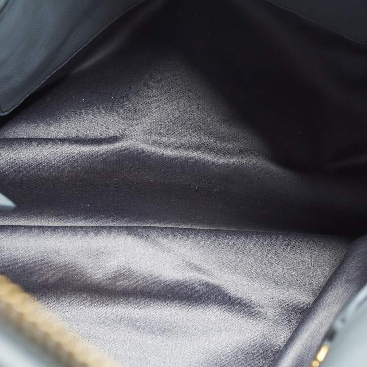 Pre Owned Miu Miu Light Blue Matalasse Leather Zip Satchel