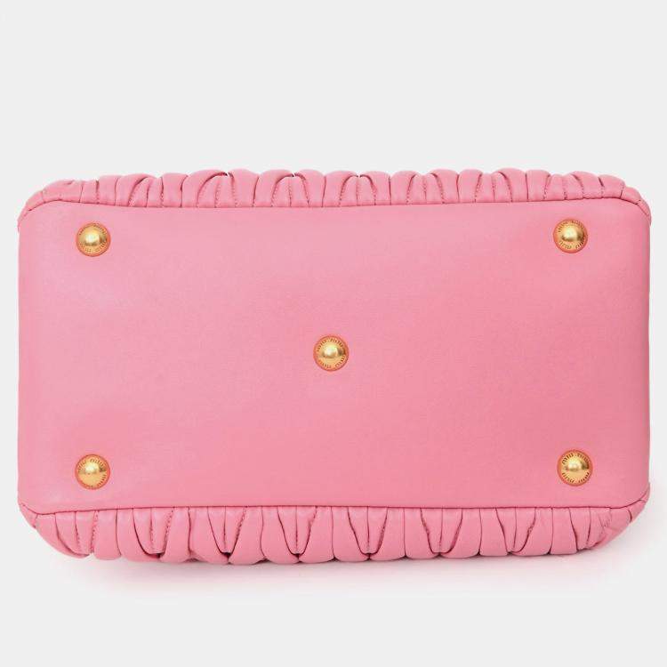 Pre Owned Miu Miu Pink Matelasse Leather Small Tote Bag with Strap