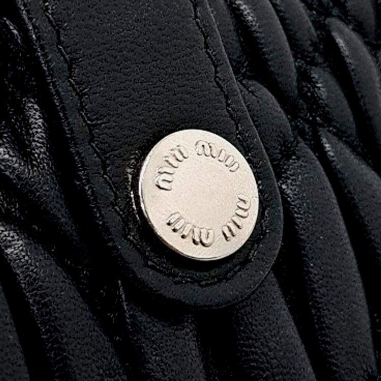 Pre Owned Miu Miu Black Leather Phone Holder and Crossbody Bag