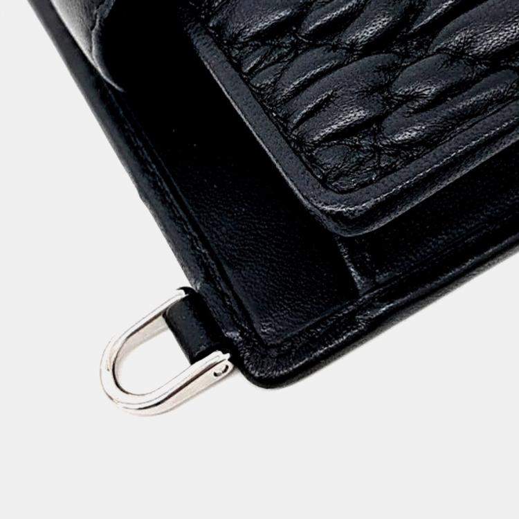 Pre Owned Miu Miu Black Leather Phone Holder and Crossbody Bag