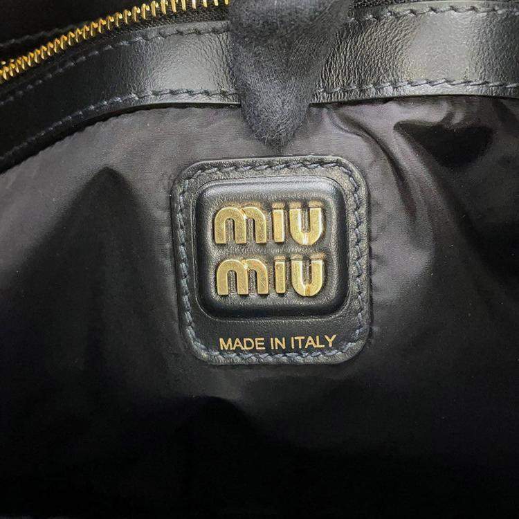Pre Owned Miumiu Hobo Bag Black Leather