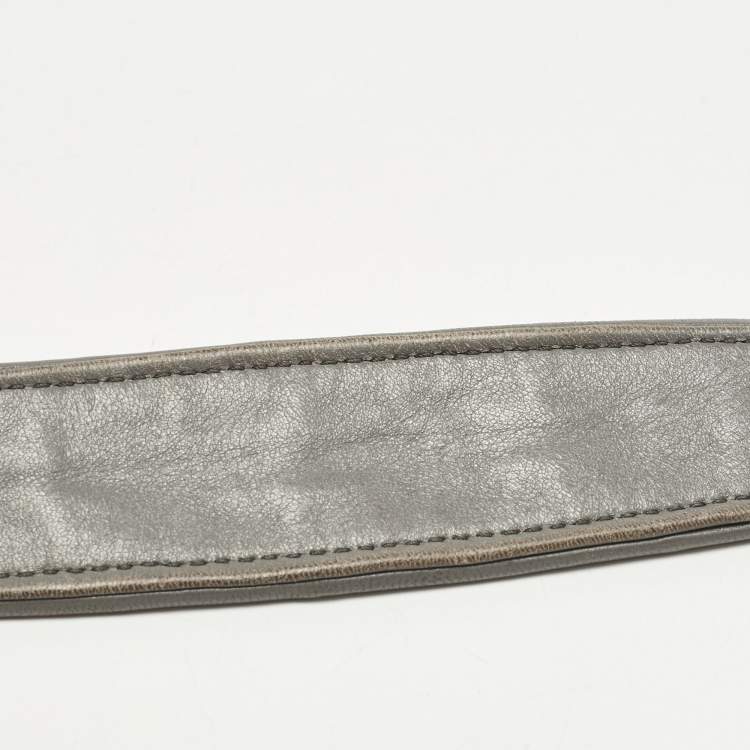 Pre Owned Miu Miu Confidential Grey Matelassé Leather Shoulder Bag