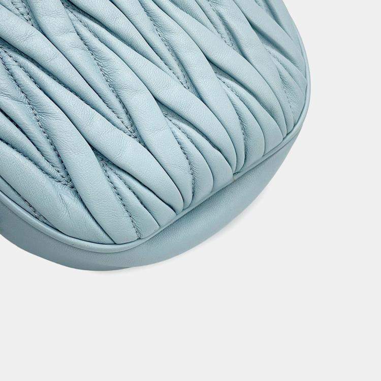 مملوكة مسبقًا Miumiu Materassee 2Way Shoulder Bag Light Blue Leather