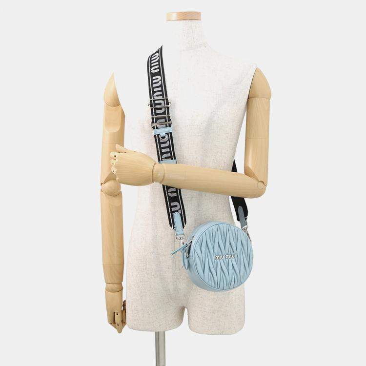 مملوكة مسبقًا Miumiu Materassee 2Way Shoulder Bag Light Blue Leather