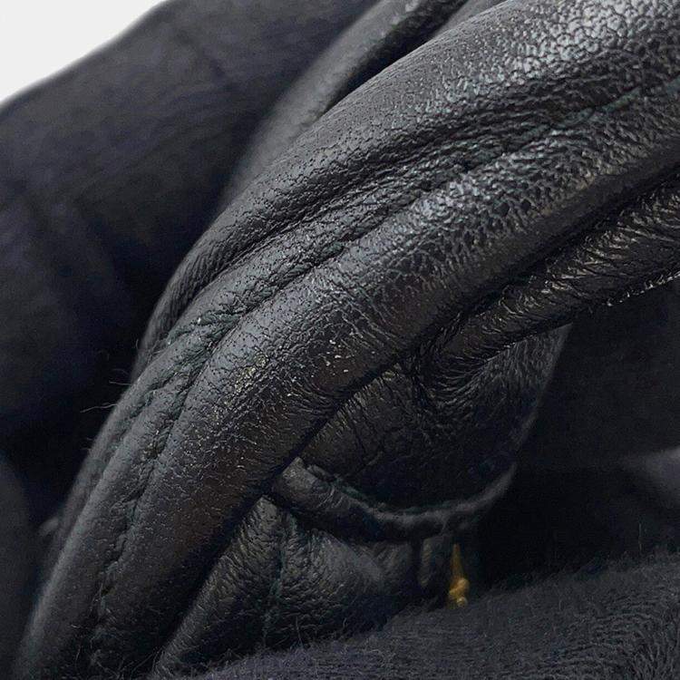 Pre Owned Miumiu Wonder Black Leather 2Way Shoulder Bag 