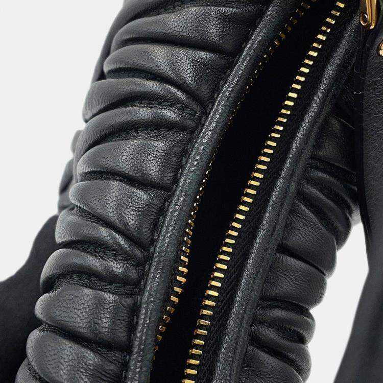 Pre Owned Miumiu Wonder Black Leather 2Way Shoulder Bag 