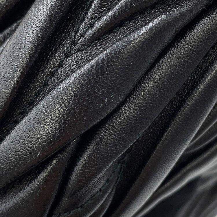 Pre Owned Miumiu Wonder Black Leather 2Way Shoulder Bag 