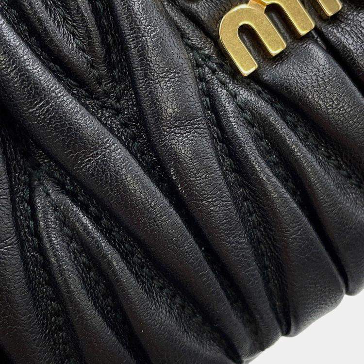 Pre Owned Miumiu Wonder Black Leather 2Way Shoulder Bag 