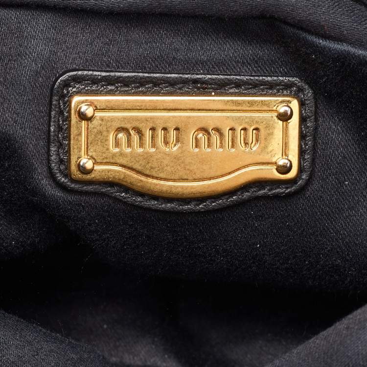 Pre Owned Miu Miu Coffer Black Matelasse Leather Hobo