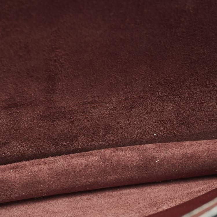 Pre Owned Miu Miu Pushlock Flap Burgundy Madras Leather Top Handle Bag