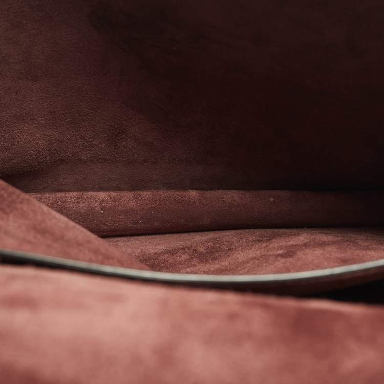 Pre Owned Miu Miu Pushlock Flap Burgundy Madras Leather Top Handle Bag