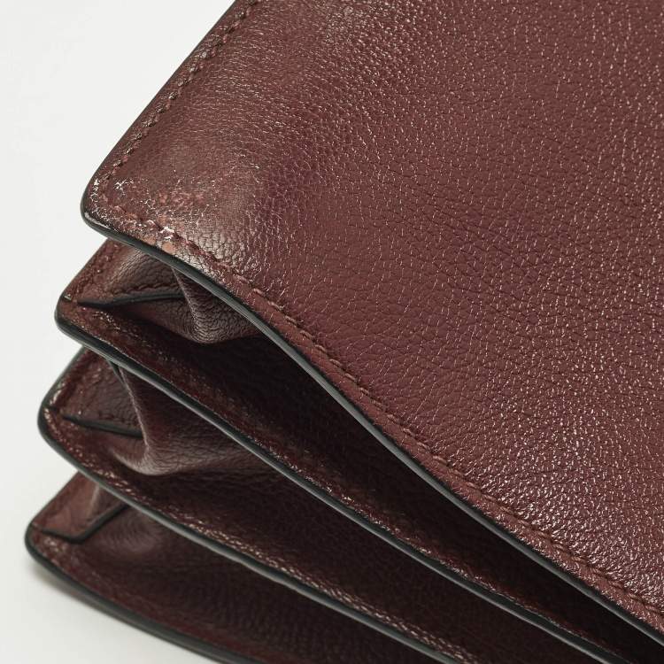 Pre Owned Miu Miu Pushlock Flap Burgundy Madras Leather Top Handle Bag