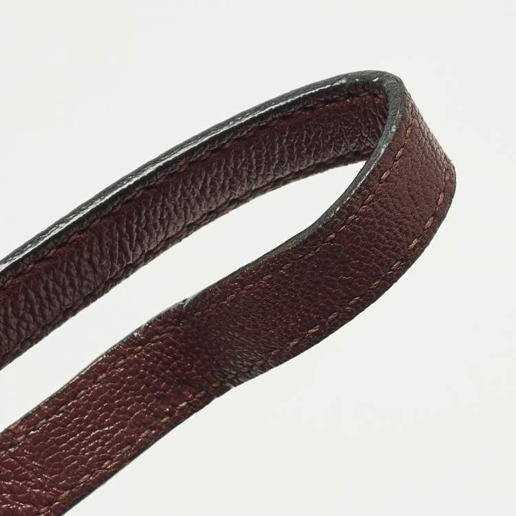 Pre Owned Miu Miu Pushlock Flap Burgundy Madras Leather Top Handle Bag