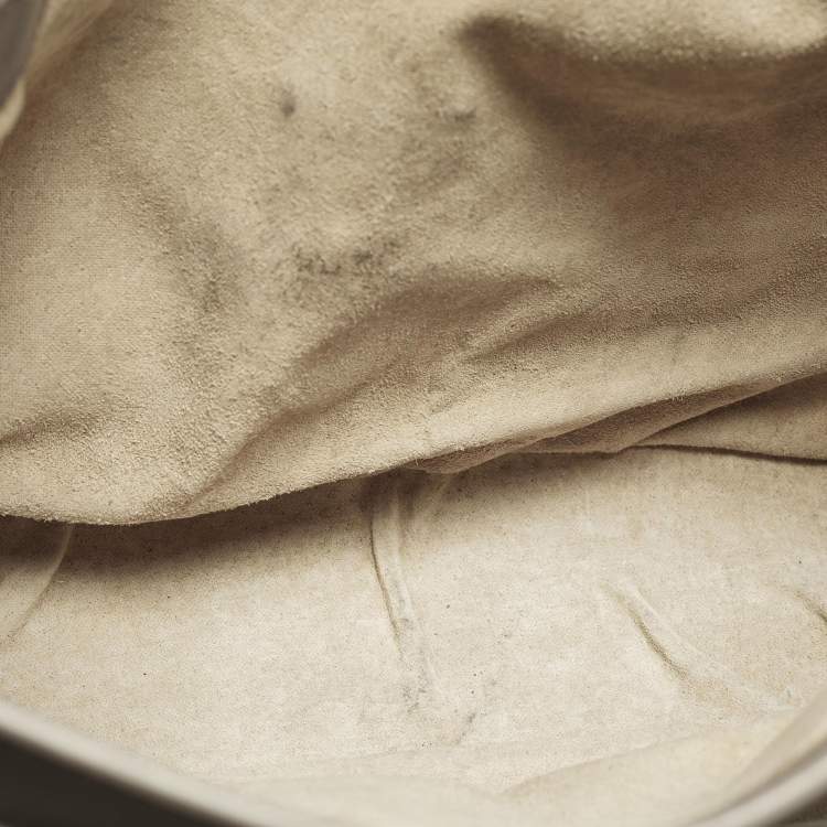 Pre Owned Miu Miu Pushlock Grey Madras Leather Tote