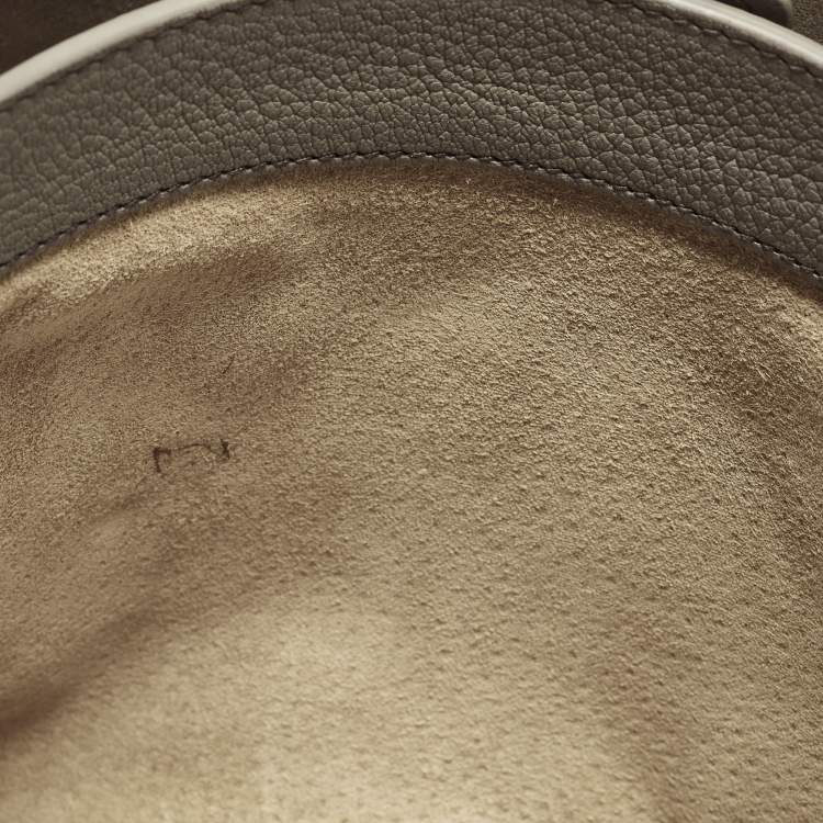 Pre Owned Miu Miu Pushlock Grey Madras Leather Tote