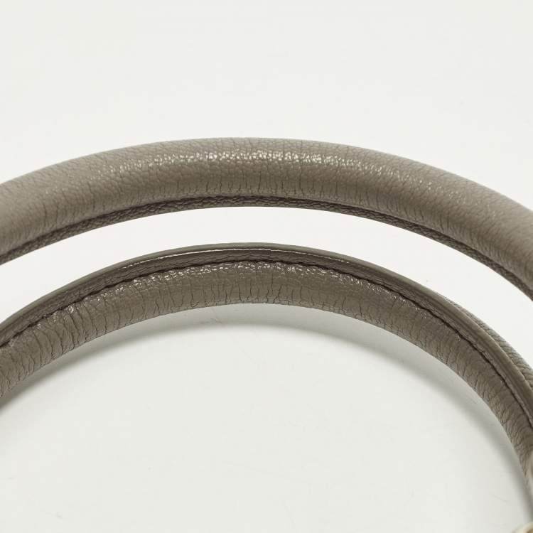 Pre Owned Miu Miu Pushlock Grey Madras Leather Tote