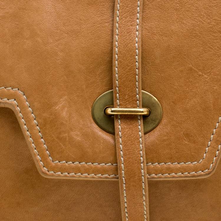 Miu Miu Camel Leather Bamboo Handle Satchel