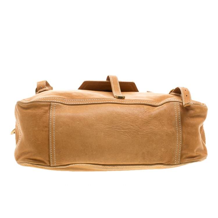 Miu Miu Camel Leather Bamboo Handle Satchel