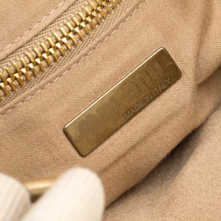 Miu Miu Camel Leather Bamboo Handle Satchel
