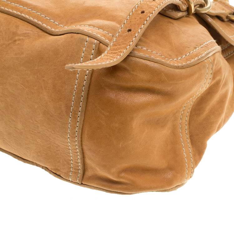 Miu Miu Camel Leather Bamboo Handle Satchel