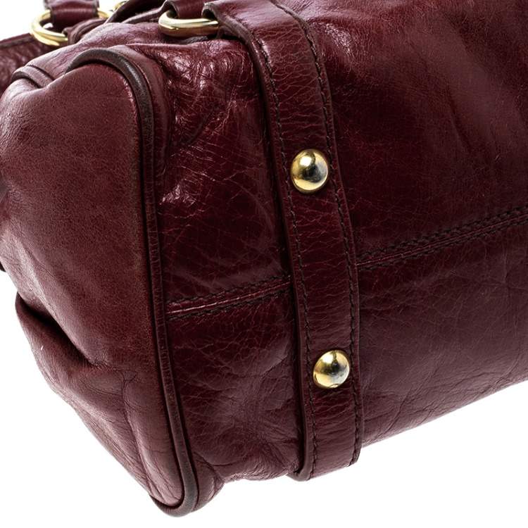 Pre Owned Miu Miu Red Vitello Lux Leather Bow Top Handle Bag