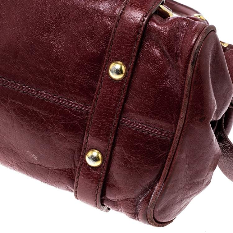Pre Owned Miu Miu Red Vitello Lux Leather Bow Top Handle Bag