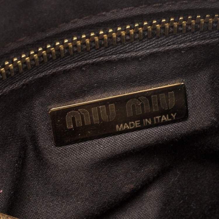 Pre Owned Miu Miu Gold Leather Shoulder Bag