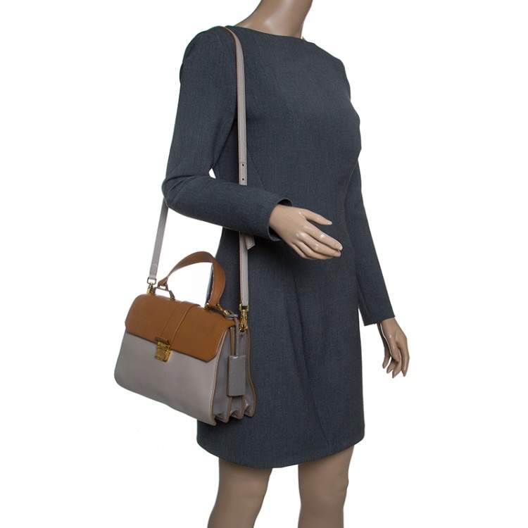 Pre Owned Miu Miu Grey/Brown Madras Leather Shoulder Bag