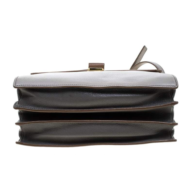 Pre Owned Miu Miu Grey/Brown Madras Leather Shoulder Bag