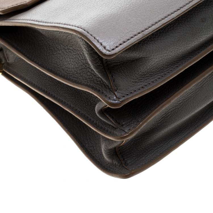 Pre Owned Miu Miu Grey/Brown Madras Leather Shoulder Bag