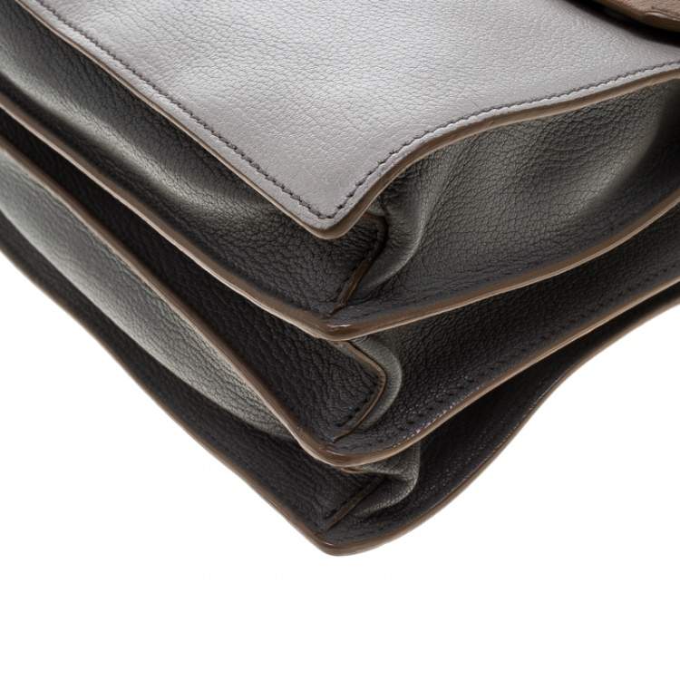 Pre Owned Miu Miu Grey/Brown Madras Leather Shoulder Bag