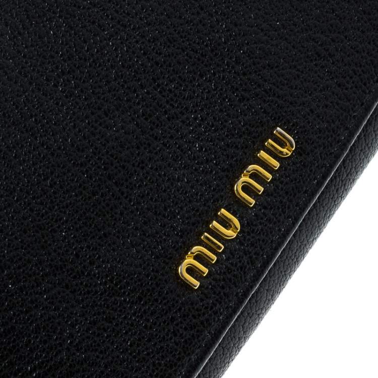 Pre Owned Miu Miu Black Leather Continental Wallet