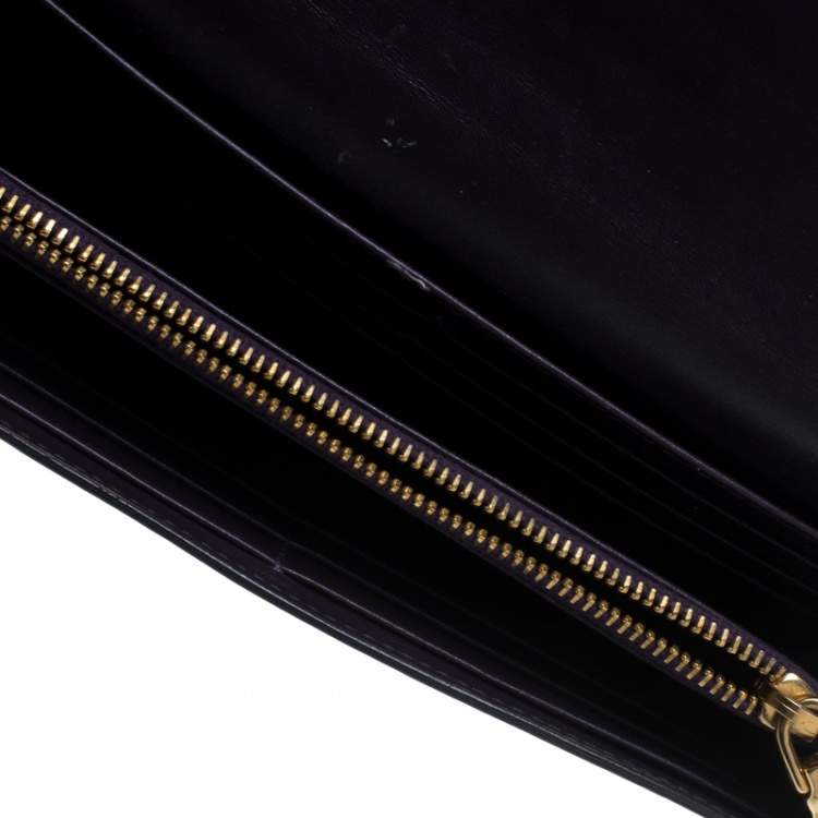 Pre Owned Miu Miu Purple Patent Leather Continental Wallet