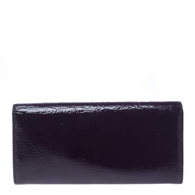 Pre Owned Miu Miu Purple Patent Leather Continental Wallet