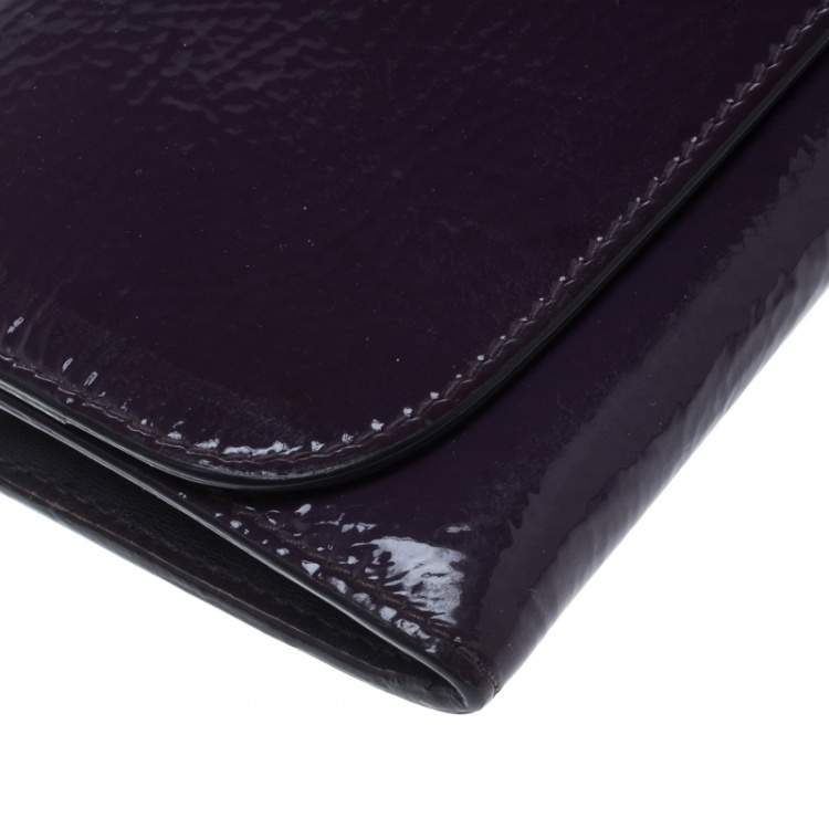 Pre Owned Miu Miu Purple Patent Leather Continental Wallet