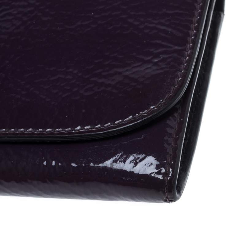 Pre Owned Miu Miu Purple Patent Leather Continental Wallet